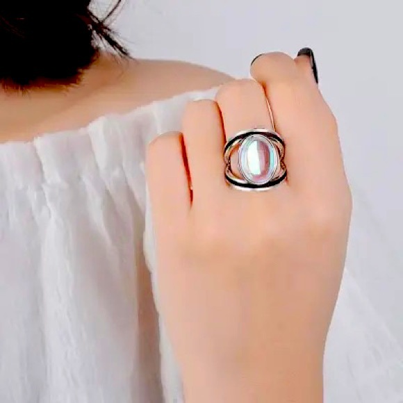 Rainbow of Colors Faux Moonstone Fashion Ring Woman’s Jewelry Mood Ring - Picture 4 of 11